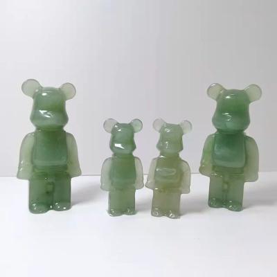 China China High Quality Natural Bear Crystal Carved Green Aventurine Violents for Gifts and Decorations for sale