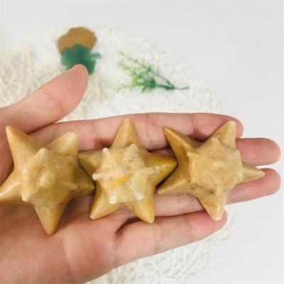 China China Hot Sale Natural Gemstone Stone People Open Crystal Start Fossils Yellow Jade Starfish For Decorations Or Gifts for sale