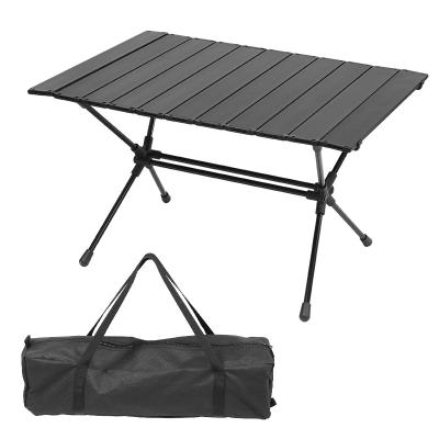 China Outdoor Light Weight Aluminum Alloy Easy Carry Compact Black Folding Table For Self Drive Tours for sale