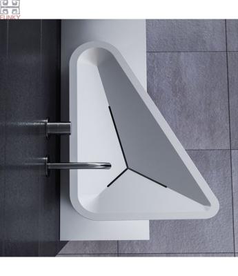 China Modern Triangle Geometry Shape Design Solid Surface White Marble Bathroom Sink for sale