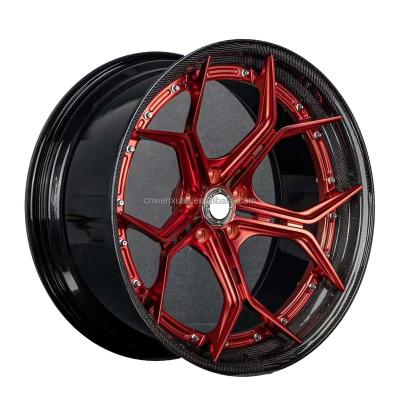 China Custom Dorged Aluminum Alloy Five Spoke 5X114.3 5x112 5x120 5x130 Carbon Fiber Wheel Rim For Tesla S Porsche Model 911 992 Lamborghini Reffali for sale