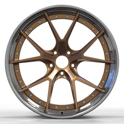 China 2pc Aluminum Alloy Forged Rims Alloy Wheels 19 20 Inch Customized For Luxury Car Center Clear Polished Green Barrel Polished Clear for sale