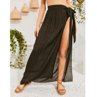 China 2021new Amazon breathable wish style hot skirts mix color slit dres boho beach dress for sale