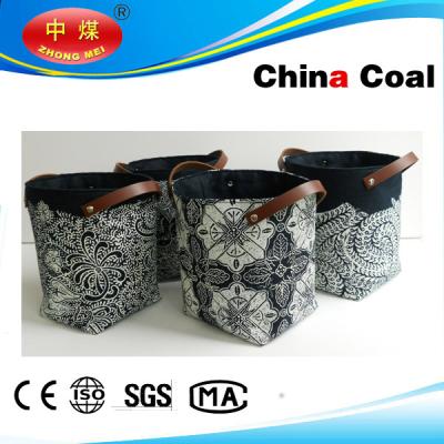 China Artistic Laundry Basket Leather Pu Materials Handwork for sale