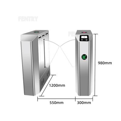 China 304 Stainless Steel RFID Waist Turnstile Barrier Gate System SUS 304 Flap Barrier Retractable Flap Barrier Turnstile for sale