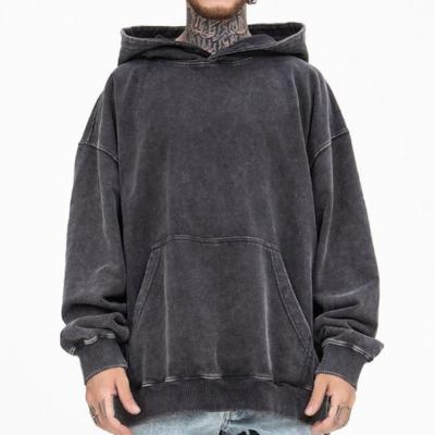 China high quality 100% cotton Anti-wrinkle acid washed hoodie high street series old wash sweater vintage faded hoodie for sale