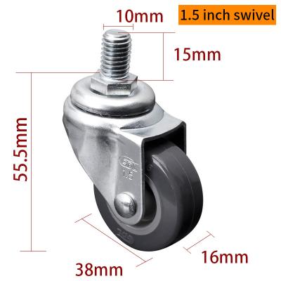 Chine EDL mini roues de roue de 1,5 pouce 30 kg couleur gris TPU par pivotement et frein 2015S-72 à vendre