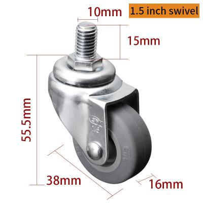 Chine EDL mini roues de roue de 1,5 pouce 30 kg TPE par mouvement silencieux pivotant et freinant à vendre