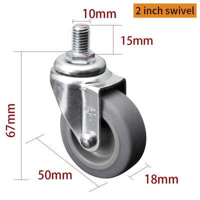 Chine EDL mini roues de roulement 2 pouces 30 kg TPE par mouvement silencieux pivotant et freinant à vendre