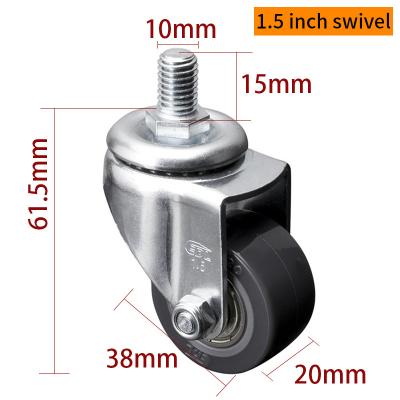 Chine EDL Mini roues à rouleaux de 1,5 pouce 40 kg TPU fileté par type pivotant et frein à vendre