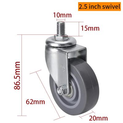 Cina EDL Mini Caster Wheels 2,5 pollici 40 kg TPU a filo per tipo di giratore e freno in vendita