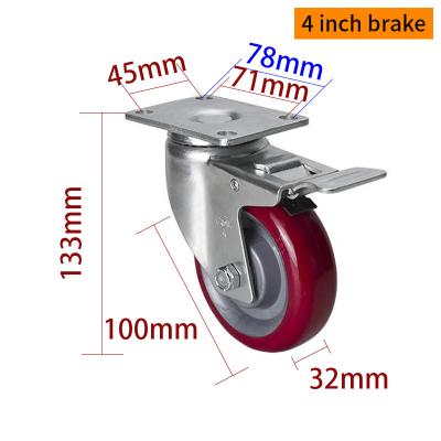Cina EDL Medium Duty 4inch 150kg Plate TPU Caster per tipo rigido, girevole e freno in vendita