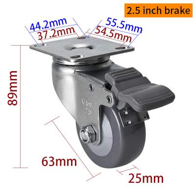 Cina EDL Light Duty 2.5inch 70kg Plate TPU Caster per tipo rigido, girevole e freno in vendita