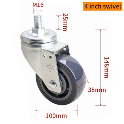 Cina EDL Medium Duty TPU Caster 4 pollici 250 kg a filo per tipo di giratore e freno in vendita