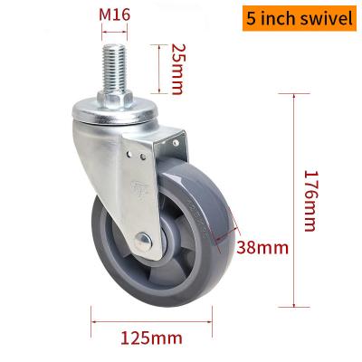 China EDL Medium Duty TPU Caster 5 polegadas 250 kg Threaded por tipo de giratório e freio à venda