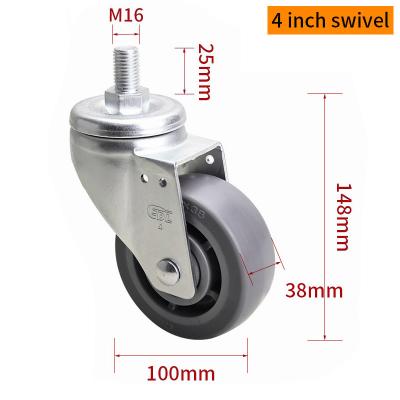 China EDL Medium Duty TPE Caster 4 polegadas 200 kg com rosca por giro e freio tipo 664S-56 à venda