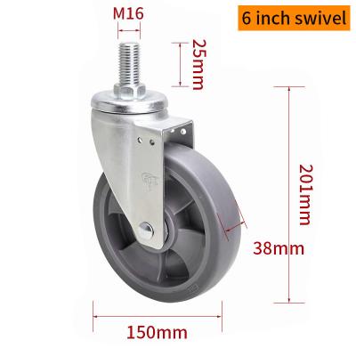 China EDL Medium Duty TPE Caster 6 polegadas 200kg com rosca por giro e freio tipo 666S-56 à venda