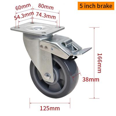 Cina EDL Medium Duty 5inch Caster TPU Plate per tipo rigido, girevole e freno 250kg in vendita