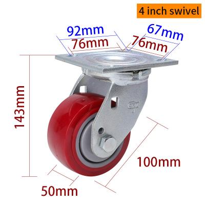 China 100mm 4 Heavy Duty Casters 350kg Load Aluminium Caster Wheels for sale