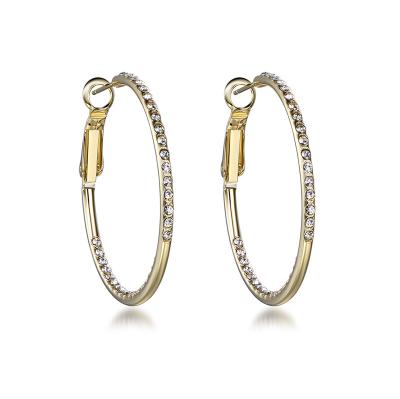 China Fashion Jewelry 925 Sterling Silver CZ Large Hoop Nickel Free Lead Free Gold Plated Hoop Earrings 2021 Trendy for sale