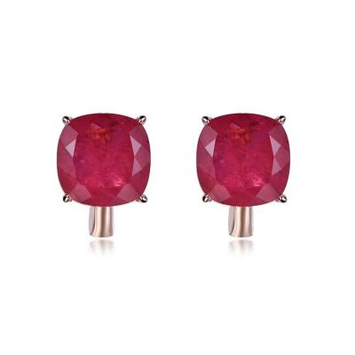 China CLASSIC Factory Square Wholesale Ruby Gold Plated Red Diamond Fancy Simple Stud Earrings for sale