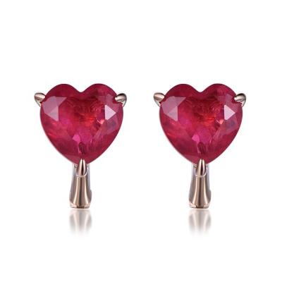 China Wholesale Cool CLASSIC Little Girl Ruby Water Heart Earrings Stud Earrings Stud for sale