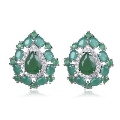 China Luxury Trend Emerald Earrings Charm Earrings sensitive 925 Sterling Silver Earring from CLASSIC 2020 retro for sale