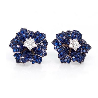 China 925 Sterling Silver Invisible Setting Earrings 925 Sterling Silver Fashion Flower Earrings for sale