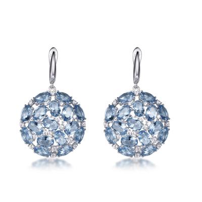 China Manufacturer of casual/sporty high quality fashionable blue crystal round earrings for sale