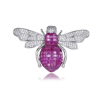 China Factory Wholesale Fashion Bee Silver - Shaped Invisible Purple Jewelry Crystal Brooch Setting for sale