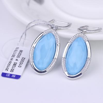 China New Design Shape Turquoise Oval Diamond Sterling Silver Ring Earrings Pendant Jewelry Set Lead Free Nickel Free for sale