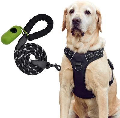 China No-Pull Reflective Dog Harness Safe Reflective Comfortable Adjustable Dog Vest Oxford Harness Harness With Dog Leash for sale