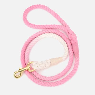 China Multicolor Gradient Multicolor Organic Cotton Hand Thoughtful Heavy Braided Training Rope Dog Leash Traction Rope Dog Training Leash for sale