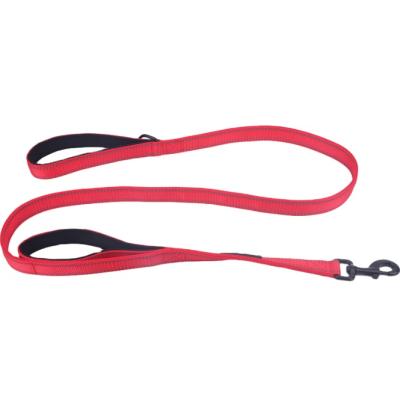 China Designer Heavy Duty Reflective Nylon Dog Leash High Quality Reflective Soft Neoprene Double Handle for sale