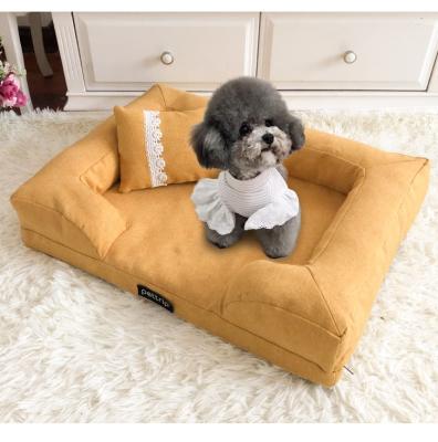 China Breathable Eco-Friendly Cotton Luxury Soft Comfort PP Memory Foam Sleep Sofa Dog Bed Washable Orthopedic Couch for sale