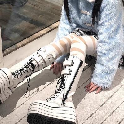 China GIRL AL5527 chunky goth boots knee high platform women light white BUSY boots shoes for ladies and women platform boots 2021 for sale