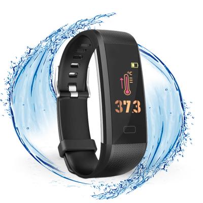 China Wearable Touch Screen Wristband Pulse Wrist Pedometer Body Temperature Smart Watch Body Temperature Wrist Band Social Distance Tag for sale