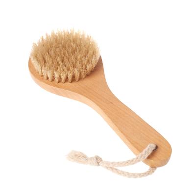 China All Natural High Quality Wooden Handle Round Vegan Bamboo Dry Bath Scrub Brush for sale