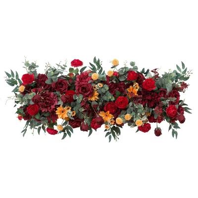 China Real Touch Feeling Artificial Flower Row Wedding Party Decorative Table Simulation Flower Line Fiber for sale