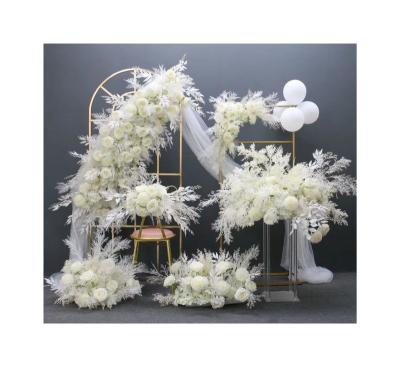 China Hot Sale Real Touch Feeling Frost White Arch Flower Row Artificial Flower For Decoration for sale