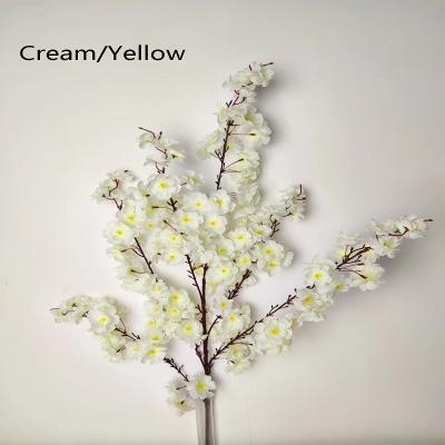 China Wholesale Artificial Sakura Branch Silk Sakura Wedding Real Touch Long Stem Cherry Flower Multicolor Optional for sale