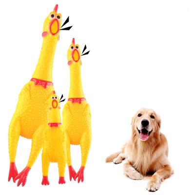 China Custom Viable OEM Dog Squeaky Toy TPR Bite Chew Resistant Squeaky Pet Rubber Chicken Dog Toy for sale