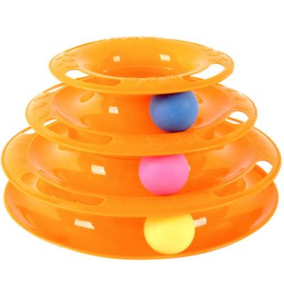 China Amazon Best Selling Sustainable Pet Toys Three Layers Cat Turntable The Cat Toys Rotating Puzzle Cat Interactive Toy for sale