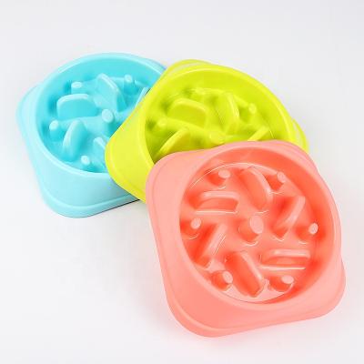 China Kitten Candy Color Eco-Friendly Anti-Swallowing Avoid Clogging White Feeding Food Bowl Plastic Dog for sale