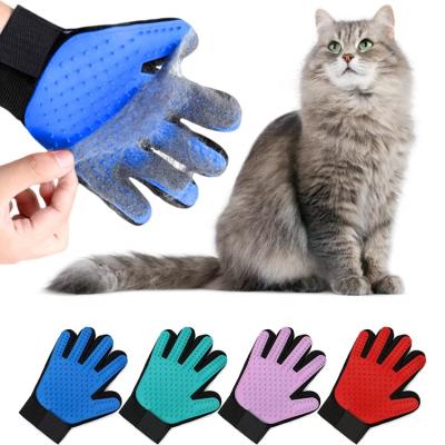 China Viable High Quality Pet Bath Massage Silicone Pet Deshedding Hair Remover Grooming Mitt Dog Brush for sale