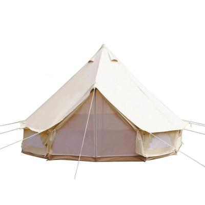 China Large Bell Tent Color 4 Season Portable Waterproof Cotton Canvas 3m 4m 5m 6m 7m Glamping Tent Beige for sale