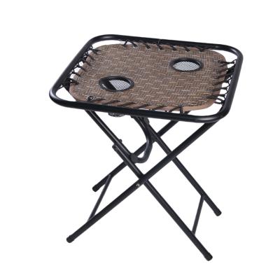 China Modern Outdoor Folding Camping Sling Side Table With Mesh Drink Holders for sale