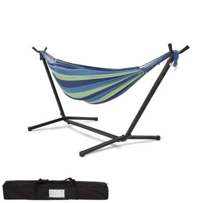 China Durable Portable Outdoor Hammock Swing Chair Patio Use Relaxation Canvas Travel With Stand For 2 Person With Carrying Case for sale