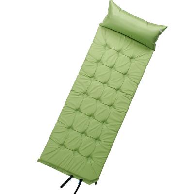 China New Bound Polyester Fiber+PU Foam Sponge Outdoor Camping Automatic Inflatable Mat For Single Widened And Thickened With Pillow Camping Mat for sale