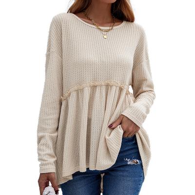 China Amazon Top Sale New Arrival Women's Fashion Spring Summer Breathable Waffle Textured Round Neck Sweater Dress for sale